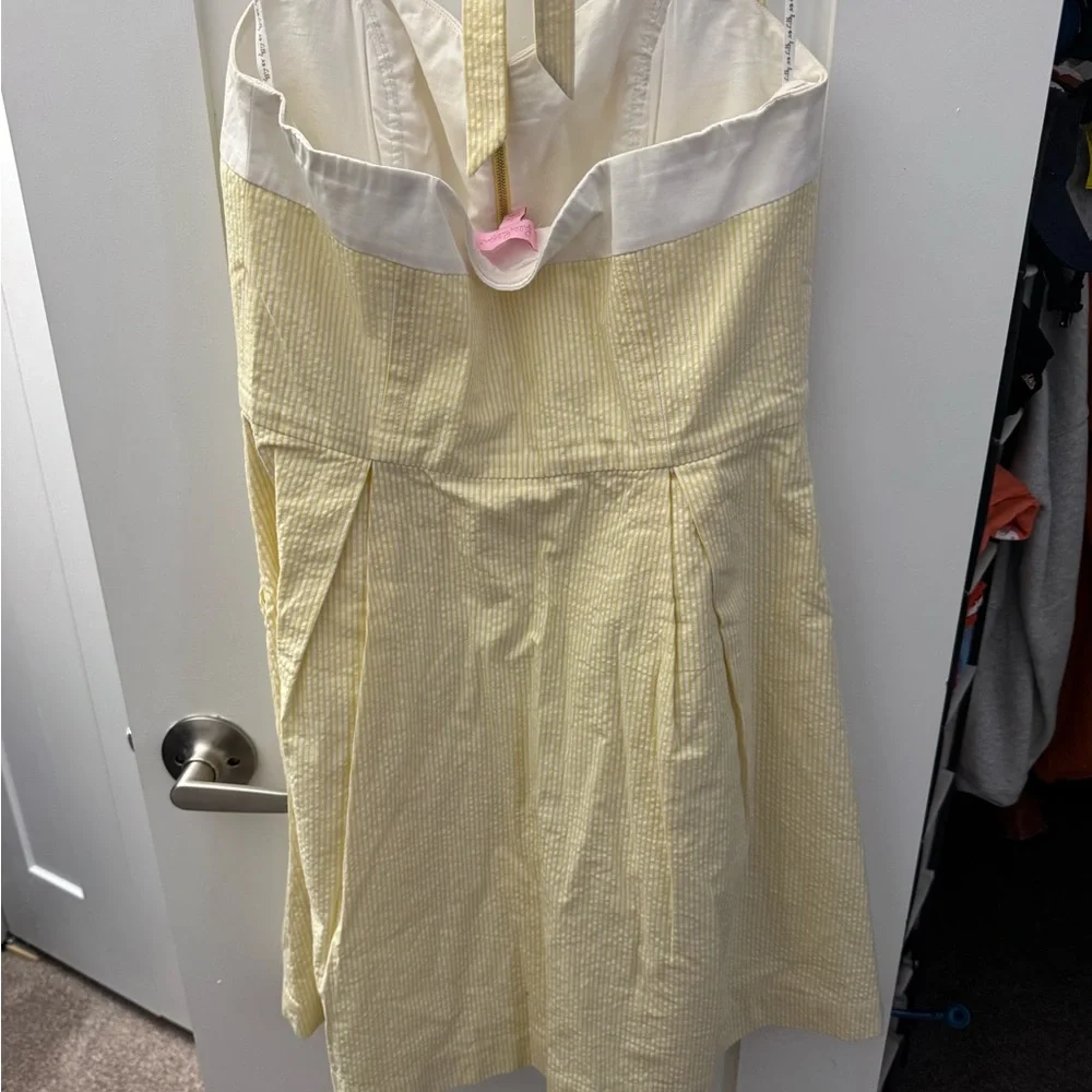 Lilly Pulitzer Yellow and White seersucker Striped Dress - Picture 4 of 5